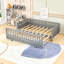 Lit plateforme extensible en bois avec garde-corps et lattes-121403376-121403375