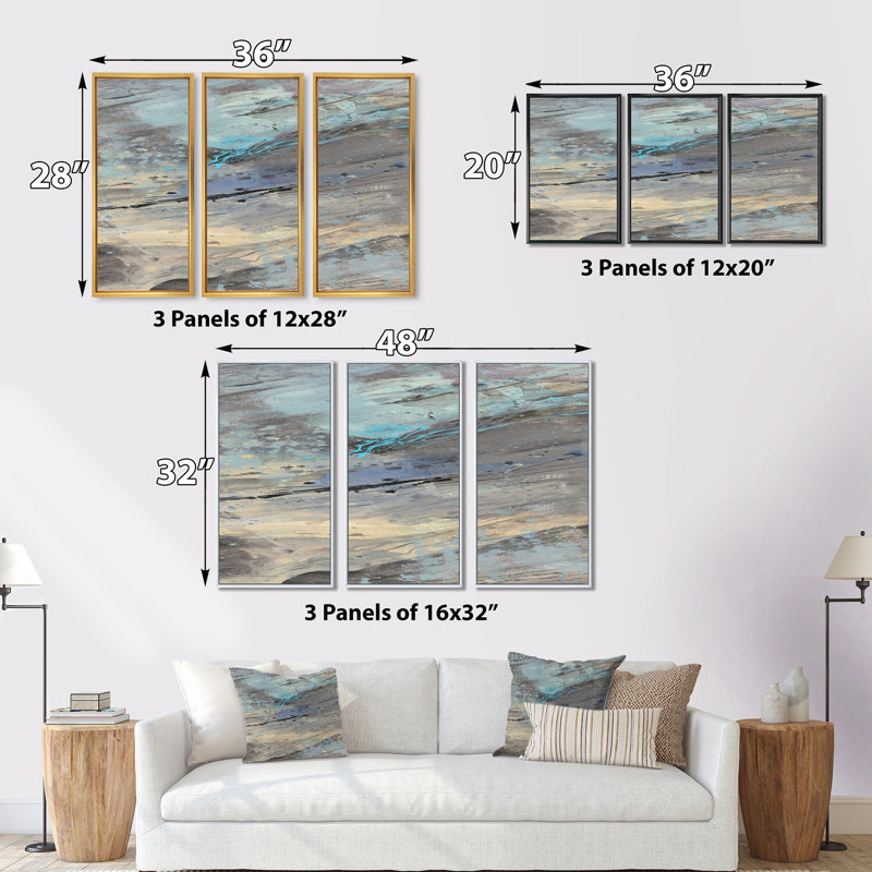 Panneau de pierre I - 3 pièces, reproduction sur toile, H 28 po x l 36 po, Cadre brun