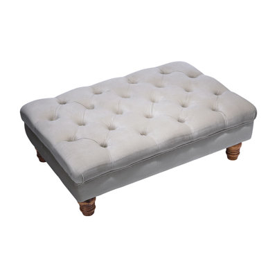 90cm Wide Velvet Tufted Rectangle No Pattern Standard Ottoman