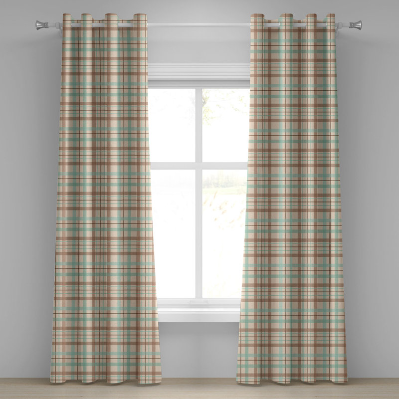 Rideau à œillets 2 panneaux Red Barrel Studio®, 50 po x 63 po, vert menthe beige foncé, L 50 po x L 84 po