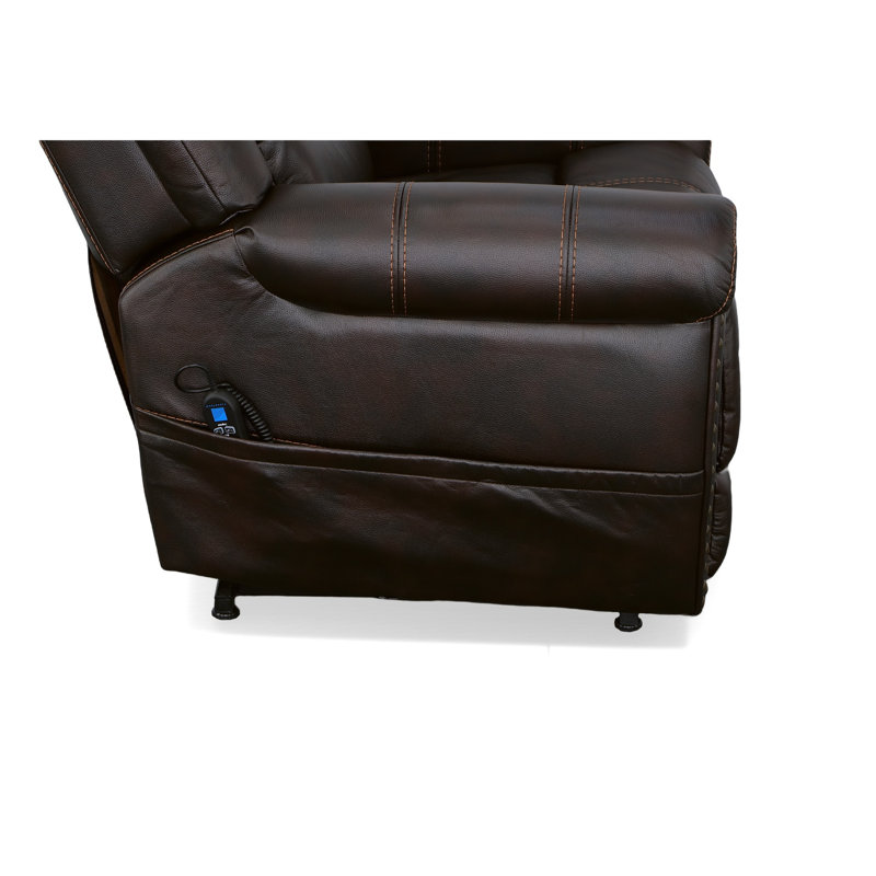 Fauteuil inclinable électrique de 38 po Guelph, Mélasse de cuir grainé brun foncé grainé