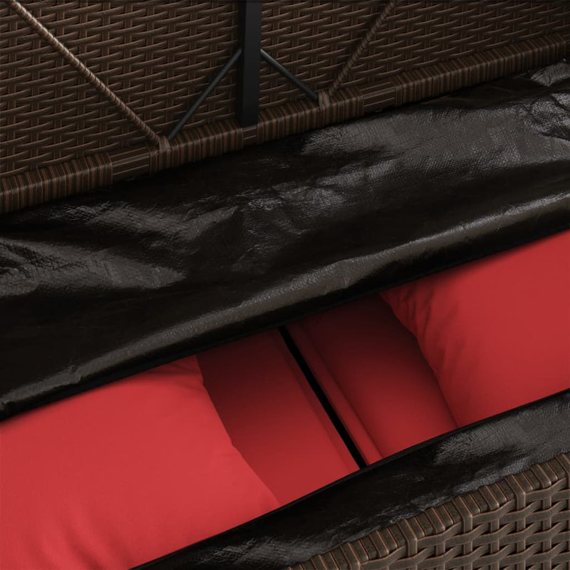 Banc de patio avec coussins Vidaxl, Rouge / brun