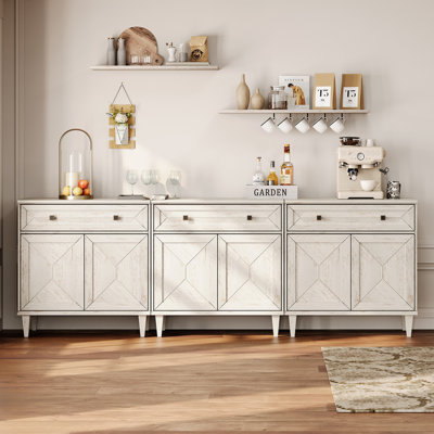 3-In-1 Handmade Patchwork Buffet Cabinets,White