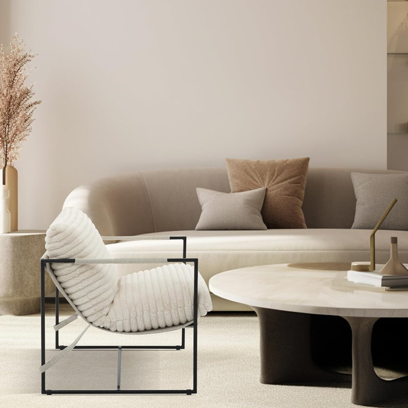 Upholstered Armchair, Beige