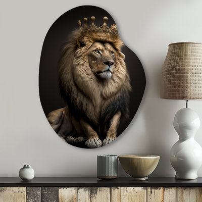 Portrait d'un roi lion I - animaux lion en forme de poire, art mural en métal asymétrique