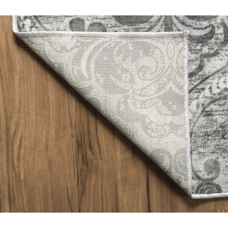 Claflin Oriental Ivory/Gray Area Rug, Rectangle 2' x 3'