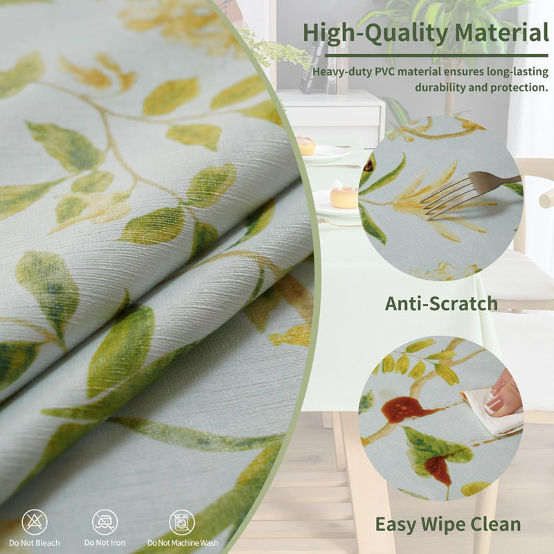 Nappe rectangulaire, nappe imperméable à 100% en vinyle résistant à l'huile, revêtement de table en plastique facile à nettoyer