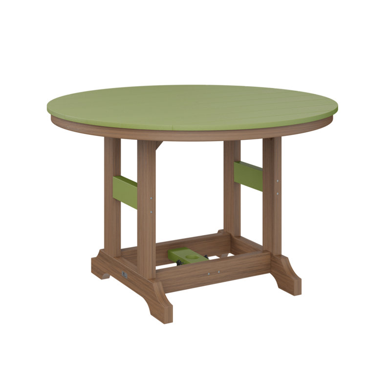 Garden Classic Outdoor Round Bar Table, Kiwi Green, Antique Mahogany