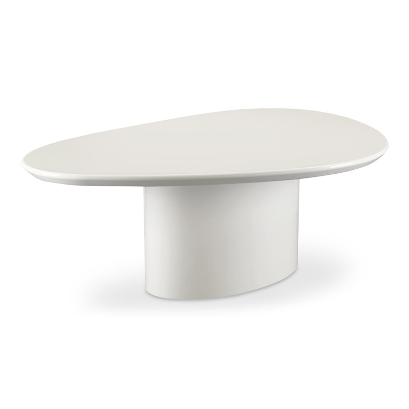 Eden Solid Wood Coffee Table, Ivory White Lacquer