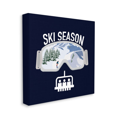 "Ski Season", lunettes de sport, lunettes de planche à neige, art mural bleu par Ashley Singleton