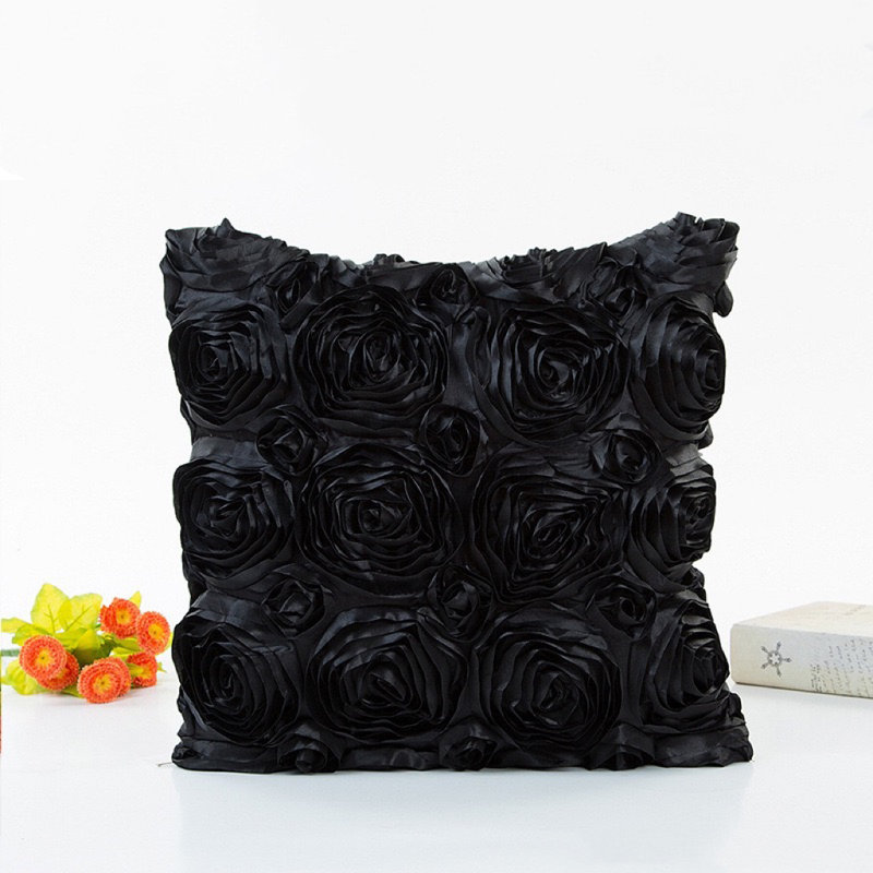 Ensemble de 2 coussins à volutes roses, Noir