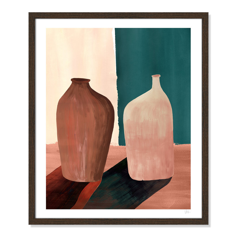 Contrast Pots Print par Violets Print House, L 21,5 po x H 25,5 po, Impression encadrée, Grain de bois noyer
