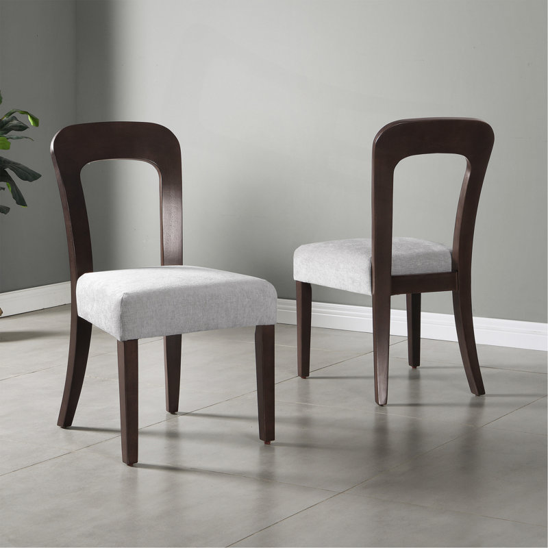Ensemble de 2 chaises de salle à manger rembourrées avec pieds en bois d'hévéa brun foncé et capacité de poids de 330 lb