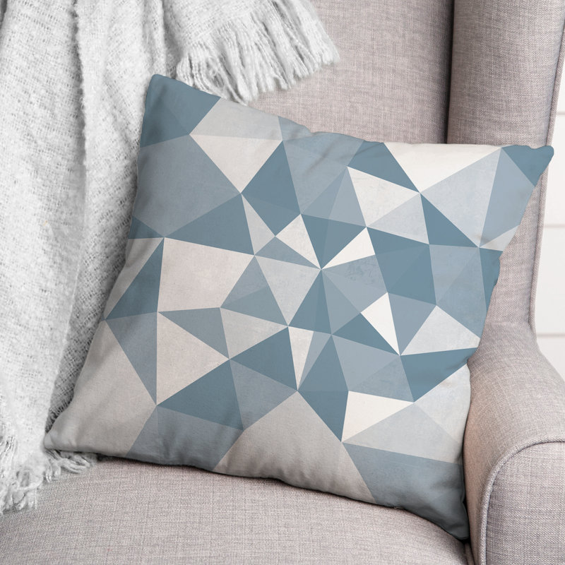 Geometric Outdoor Reversible Throw Pillow, Blue