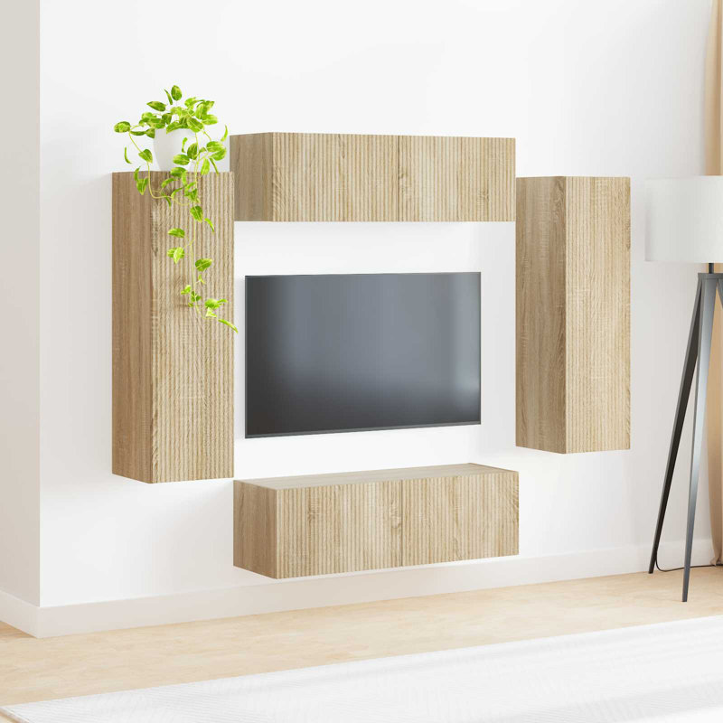 TV Stand for TVs up to 77", Sonoma Oak