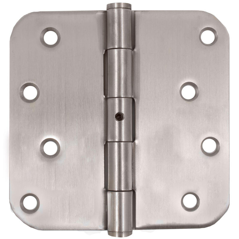 Standard Hinge, Non-Removable Pin, 4 Inches, 5/8" Radius Corner, Stainless Steel