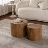 Set Of 2 Nesting Coffee Tables, Round Wooden Design, Modern Style For Small Spaces, Living Room, Bedroom, Or Accent Use