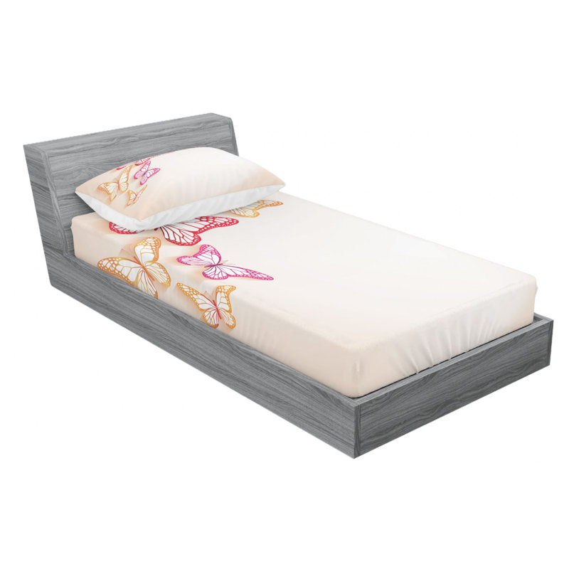 Butterfly Microfiber Sheet Set, Twin XL Sheet Set + Fitted Sheet + 1 Pillowcase