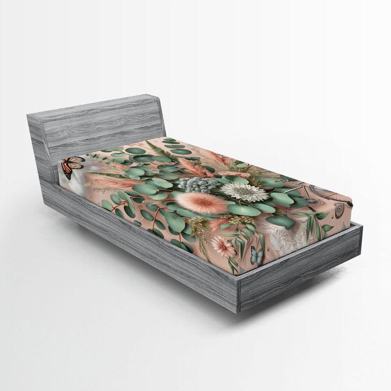 Microfiber Floral Fitted Sheet, Twin XL Fitted Sheet