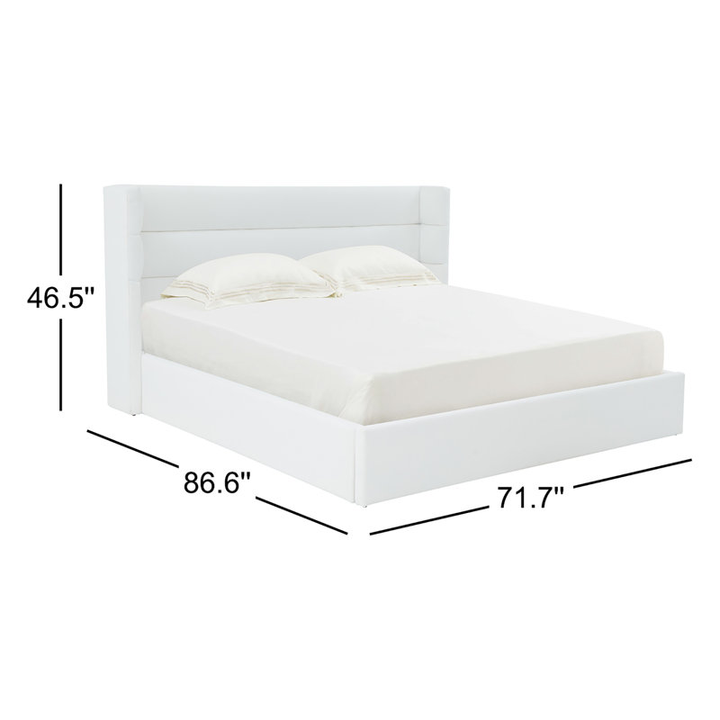 Upholstered Bed, White, Queen