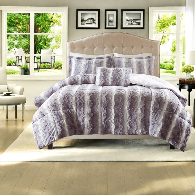 Ensembles de literie luxueux en fausse fourrure, polyester grand lit, maison moderne
