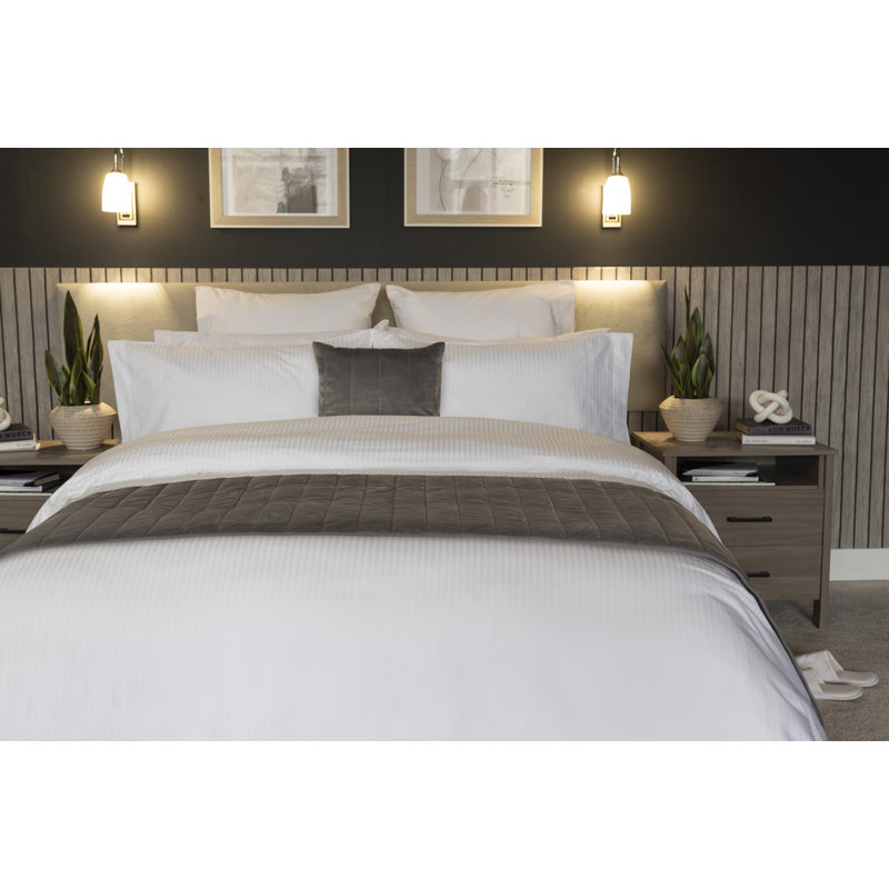 Soho Cotton Striped Duvet Cover Set with Pillowcases, Superking Duvet Cover Set + 2 Standard Pillowcases, White