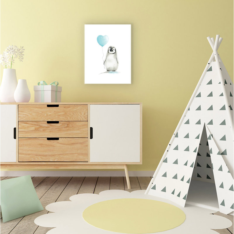 Art sur toile, bébé pingouin, Toile tendue, H 20 po x l 16 po