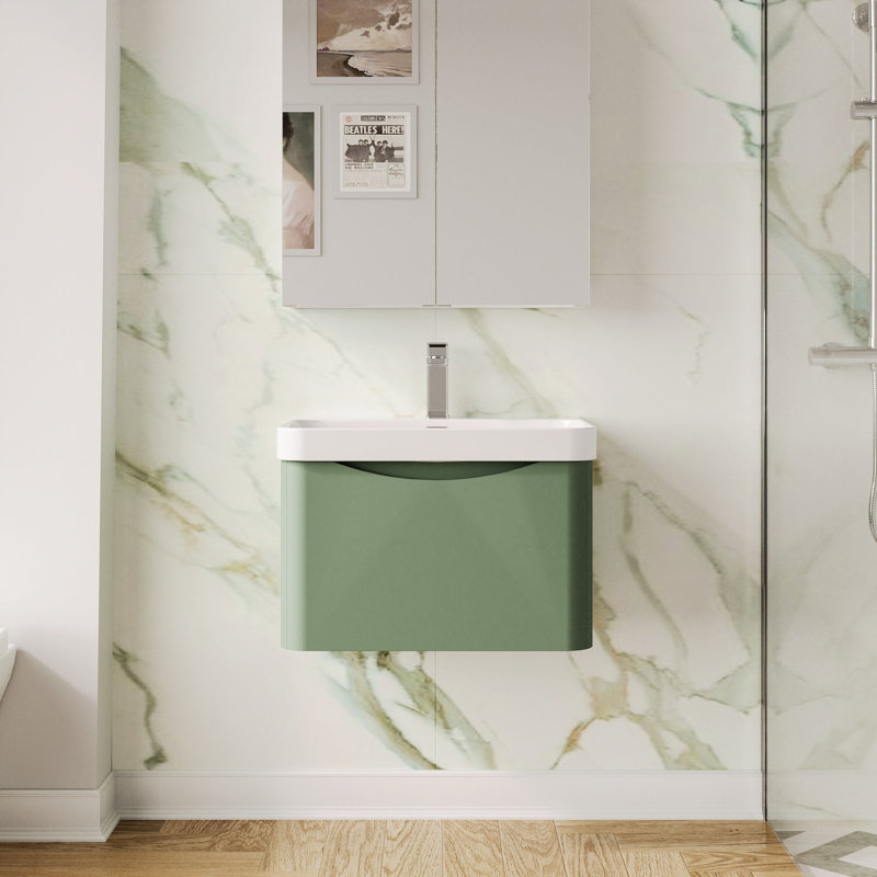 Lunar Bathroom Vanity, Satin Green, 60.7 cm W