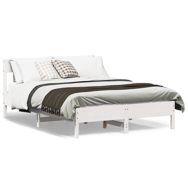 Vernia Solid Wood Bed, White, Kingsize (5')