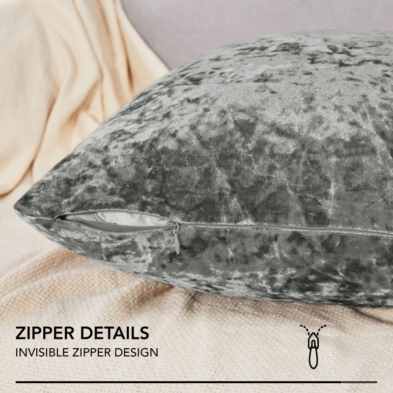 Gray Velvet Reversible 26" x 26" Pillow Covers