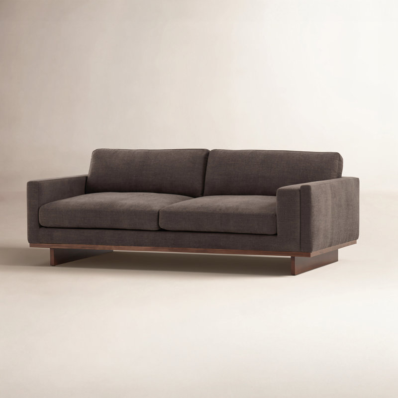 Menades 84" Square Arm Sofa, Landale Charcoal, Weathered Sepia
