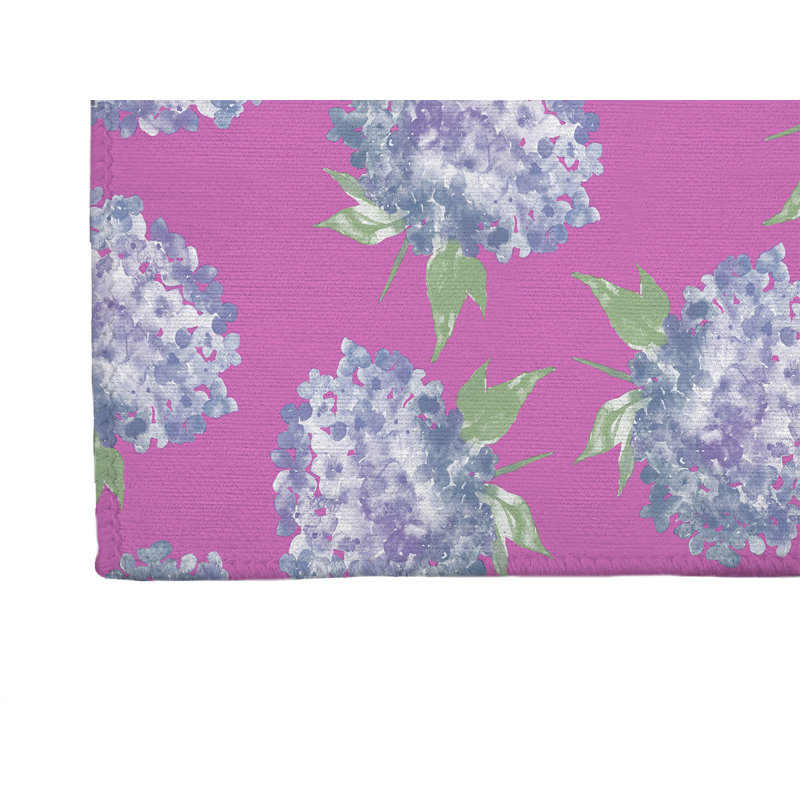 Tapis d'extérieur Hydrangea Love, Rectangle 5 pi x 7 pi, Rose