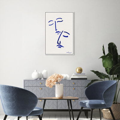«Abstract Couple Blue and White» par Floater, reproduction d'art sur toile