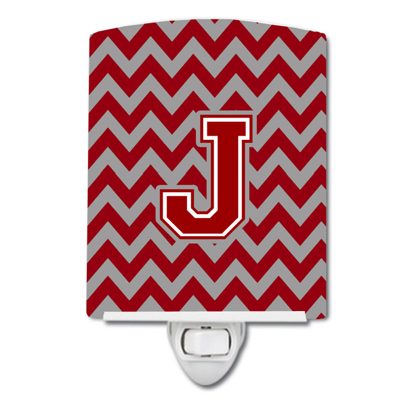 Éclairage de nuit en céramique chevron, Rouge marron, J