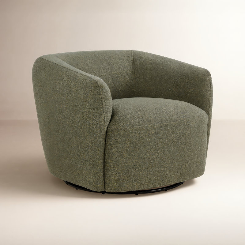 Jeremiah Barrel Swivel Upholstered Chair, Nathan Hemp Tweed
