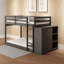 Lit simple / simple superposé au fini gris, 4 tiroirs et 3 compartiments de rangement, système de lattes, fixe, glissière de tiroir latérale en métal, arrêt, barrière de sécurité facile d'accès, lit en pin, tiroirs, compartiments, pin,