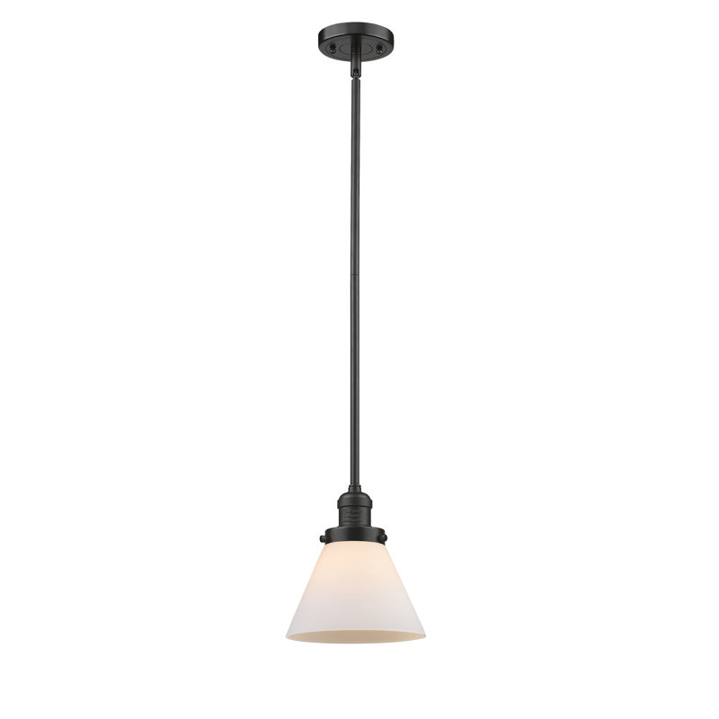 Milardo 1 - Light Single Pendant, Oil Rubbed Bronze, Matte White Cased, 8" H x 6" W x 6" D