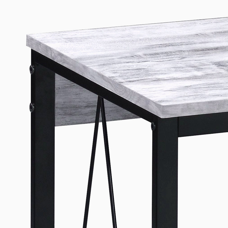 Bureau d'écriture antique blanc et noir 35,5 "avec base en métal
