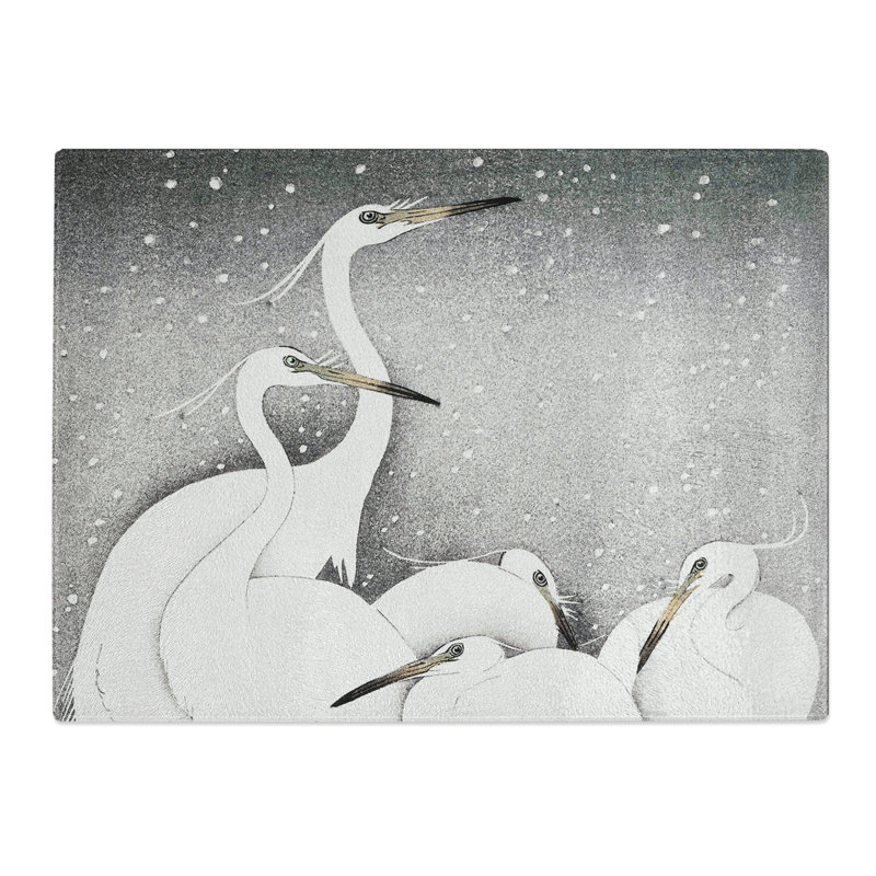 Group Of Egrets By Ohara Koson  Glass Chopping Board