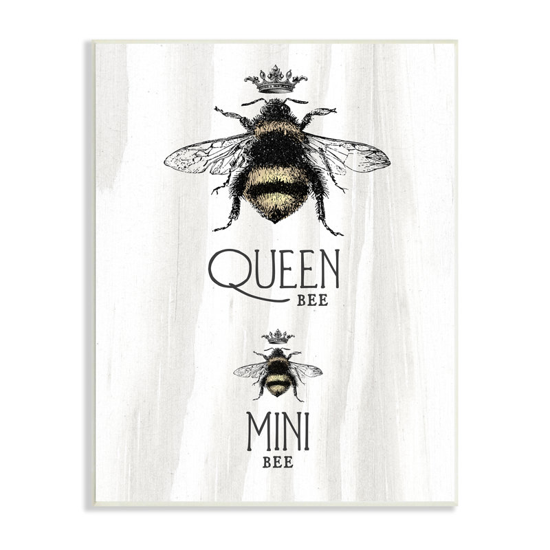 «Queen & Mini Bee Crowned Bumblebees Mother Daughter» par Lil 'Rue - impression, L 10 po x H 15 po, Plaque murale