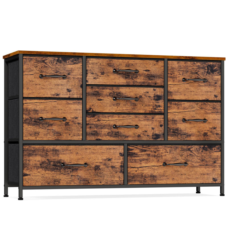 Commode à neuf tiroirs, Brun rustique