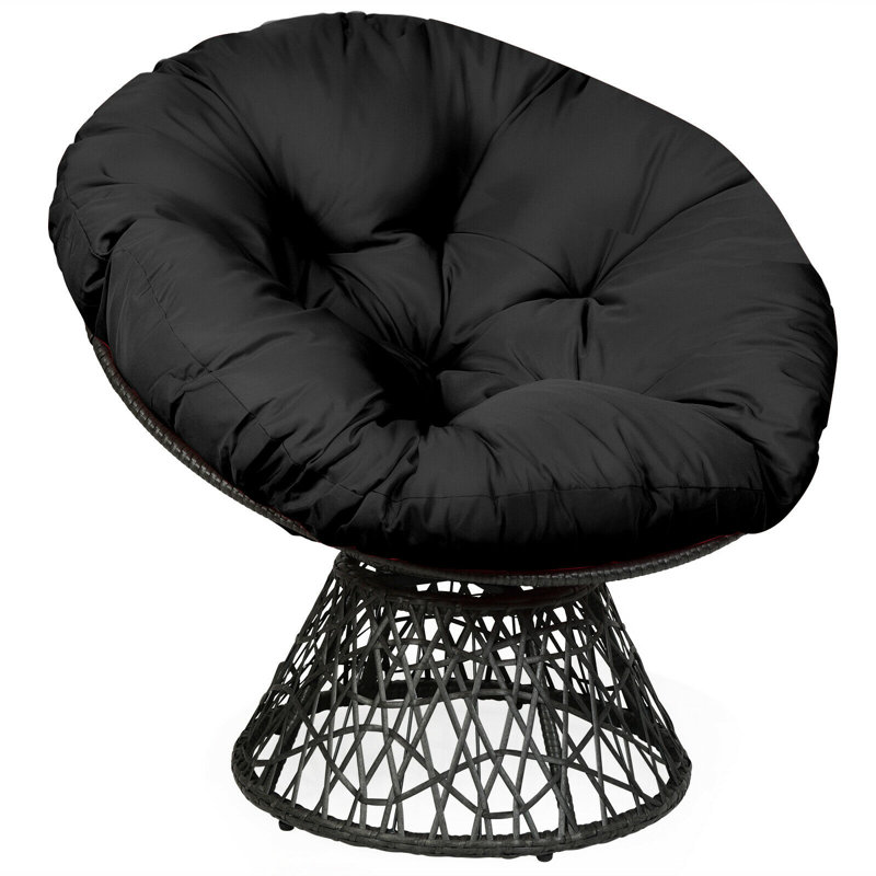 Alvordton Swivel Outdoor Lounge Chair, Black