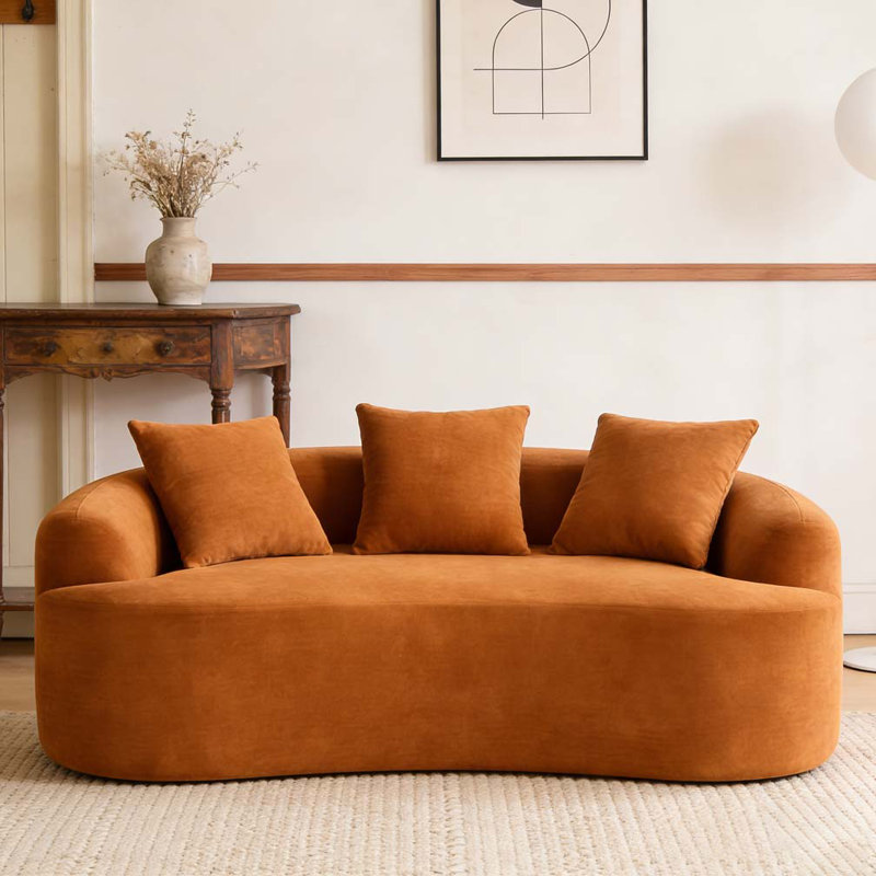Causeuse incurvée Boneless: emballage compressé, tissu chenille, éponge 30D, sans assemblage, Orange