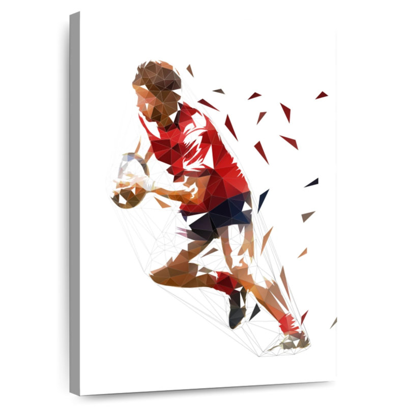 Geometric Rugby Player, 45" H x 30" W