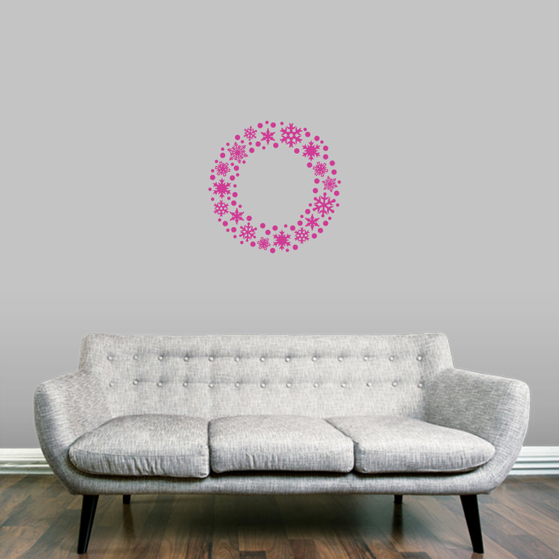 Décalcomanie murale couronne flocon de neige, Rose vif