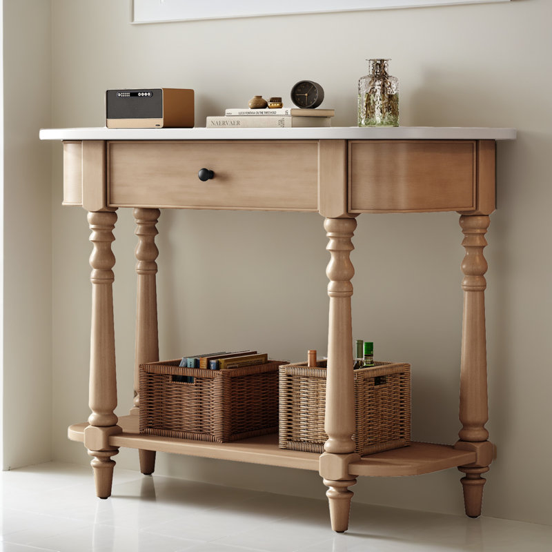 36" Console Table Entryway Sofa Side Table for Hallway Living Room, Beige
