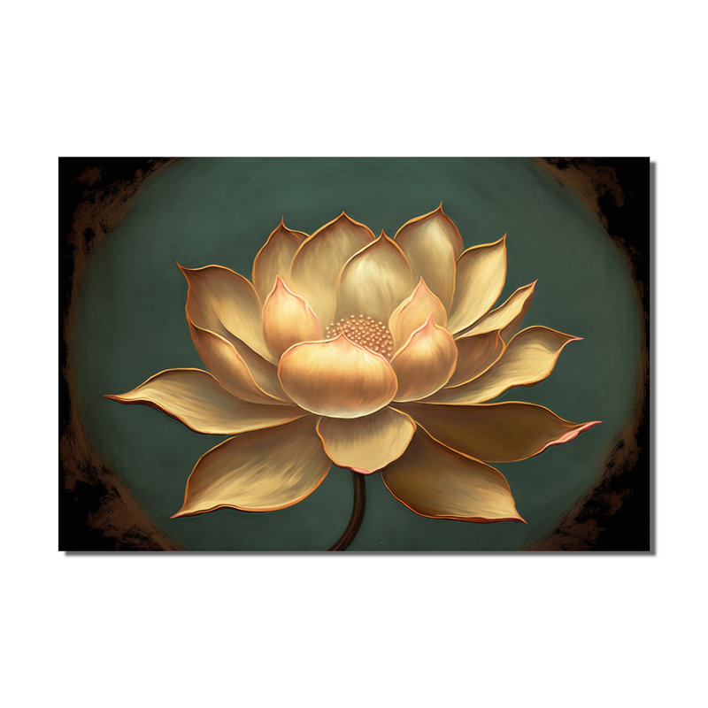 «Blossoming White Vintage Lotus», art mural Lotus pour le salon