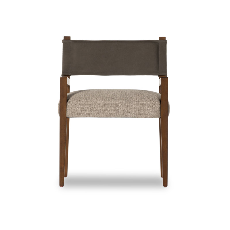 Chaise avec accoudoirs Lorretta, Viscose grise / polyester, Brun foncé