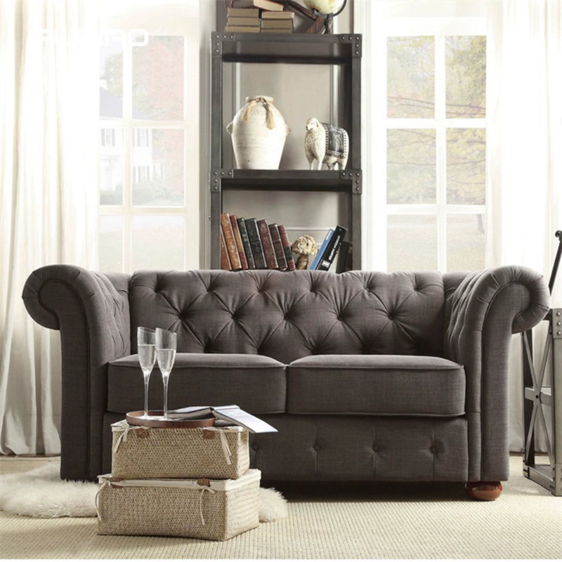 Canapé en tissu American Country, H 31,5 po x l 62,99 po x P 35,43 po, Gris foncé, 2