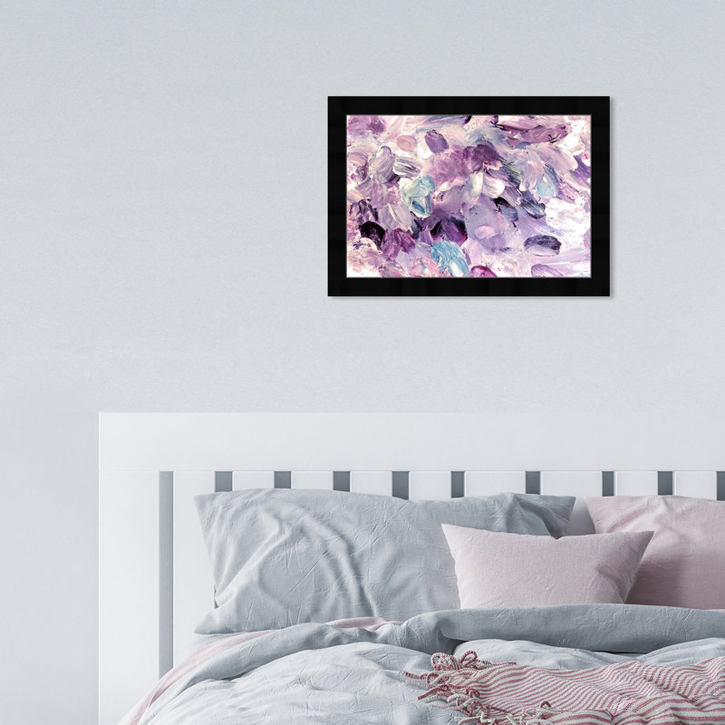 Mauve abstrait - peinture, Cadre noir, H 12 po x l 17 po